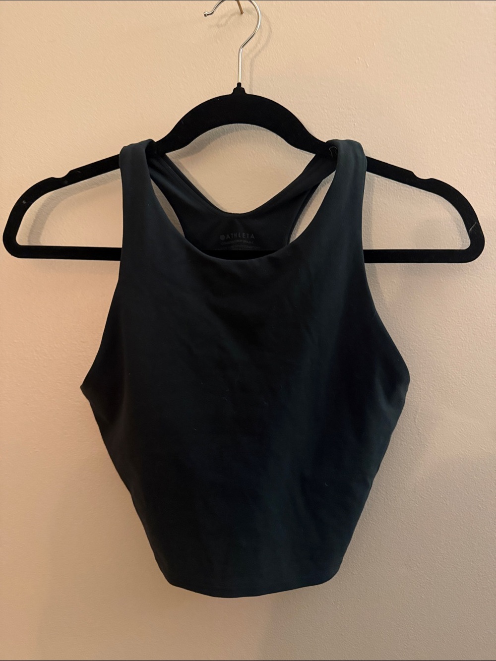 Athleta Black High-Neck Racerback Crop Tank